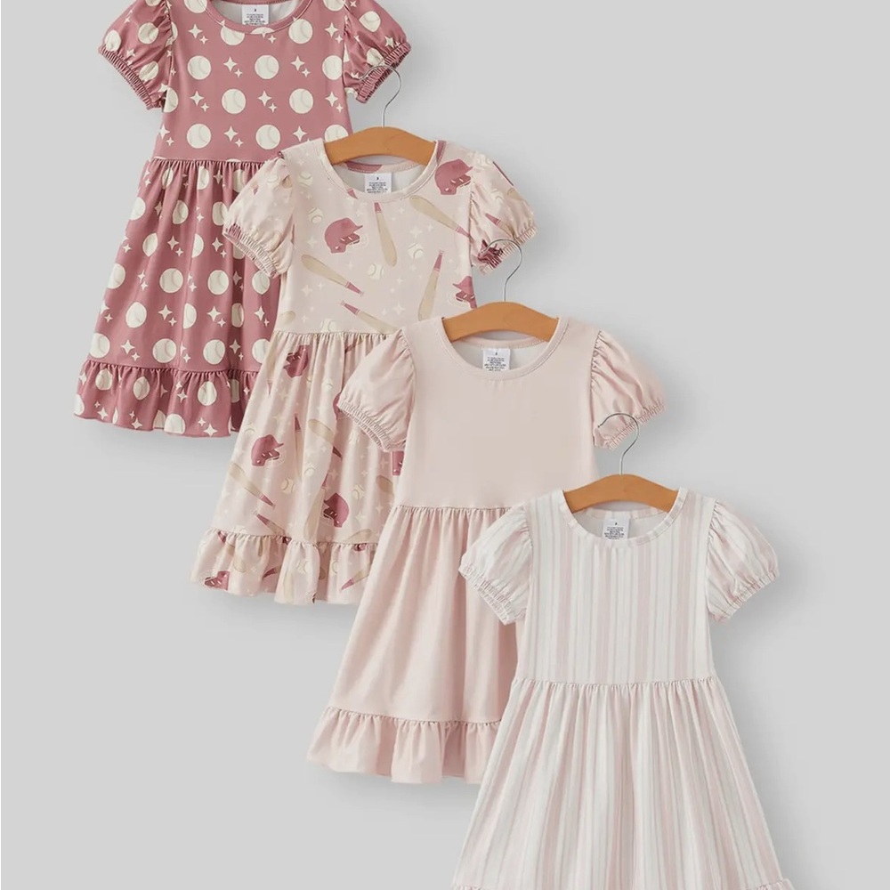Baseball striped milk silk 4 piece dress set